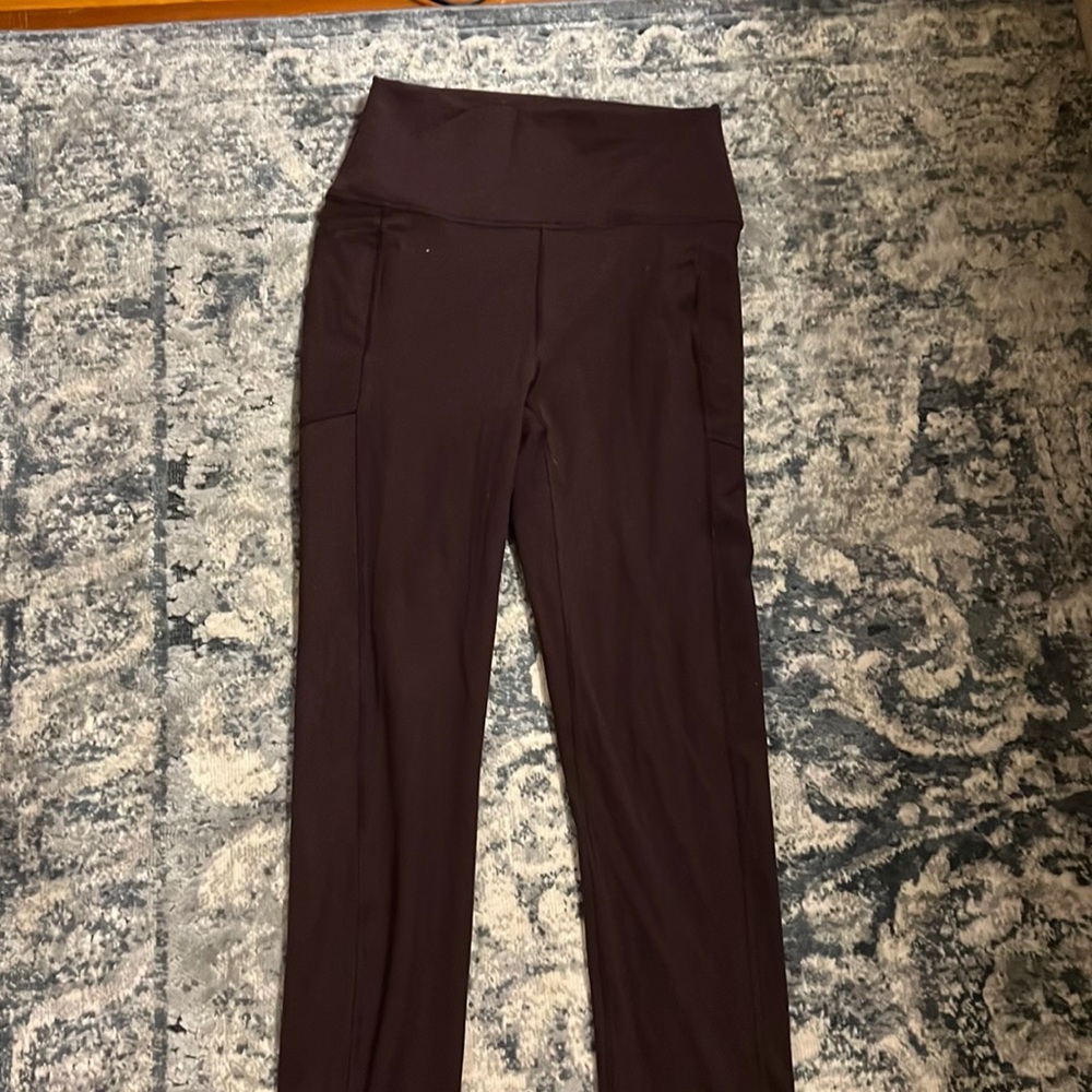 Woman’s colorful leggings